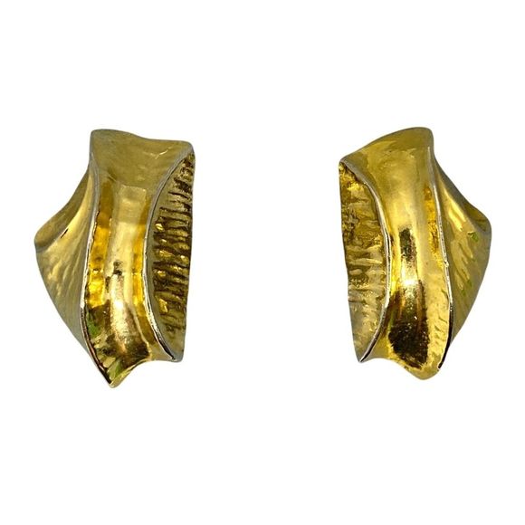 Vintage 90's Golden Nugget Clip On Earrings - Picture 1 of 3